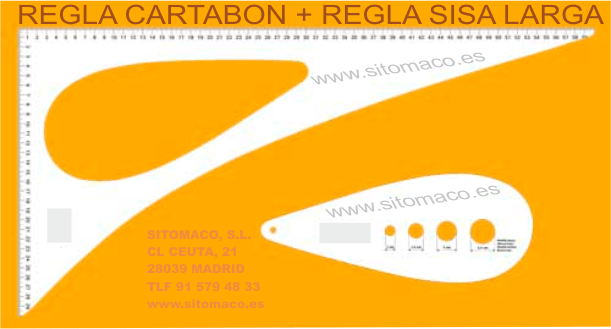 REGLA CARTABÓN DE 60 x 30 cm + REGLA SISA LÁGRIMA